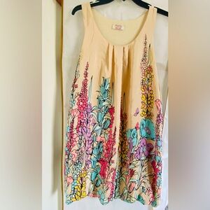 Floral Print Fit & Flare Silky Swing Dress - L - Made in Italy
